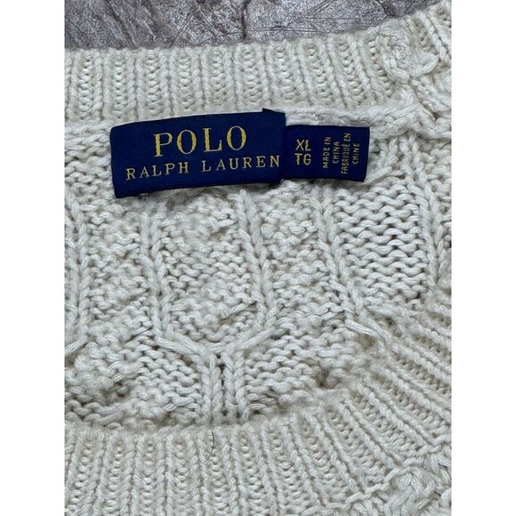 Polo Ralph Lauren Chunky Cotton-blend Cableknit Fisherman Sweater Women XL - Picture 3 of 4